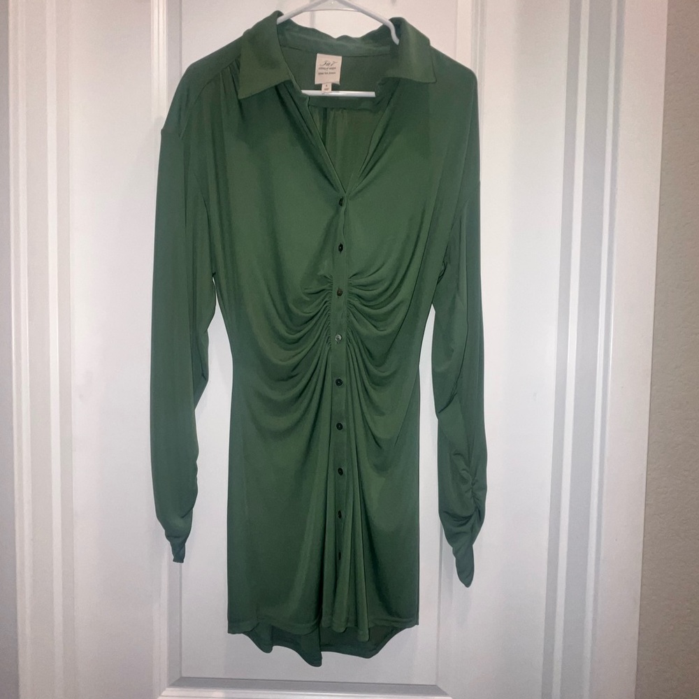 Cinq a Sept green Arden Ruched Dress - Picture 2 of 6